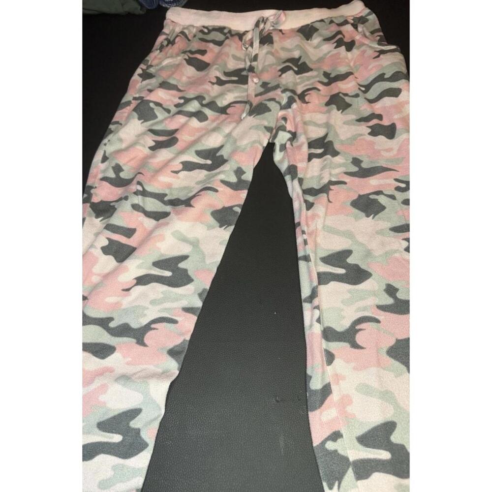 MUK LUKS  Hacci Knit Novelty Pajama Set Pink Camo Medium - Picture 8 of 12